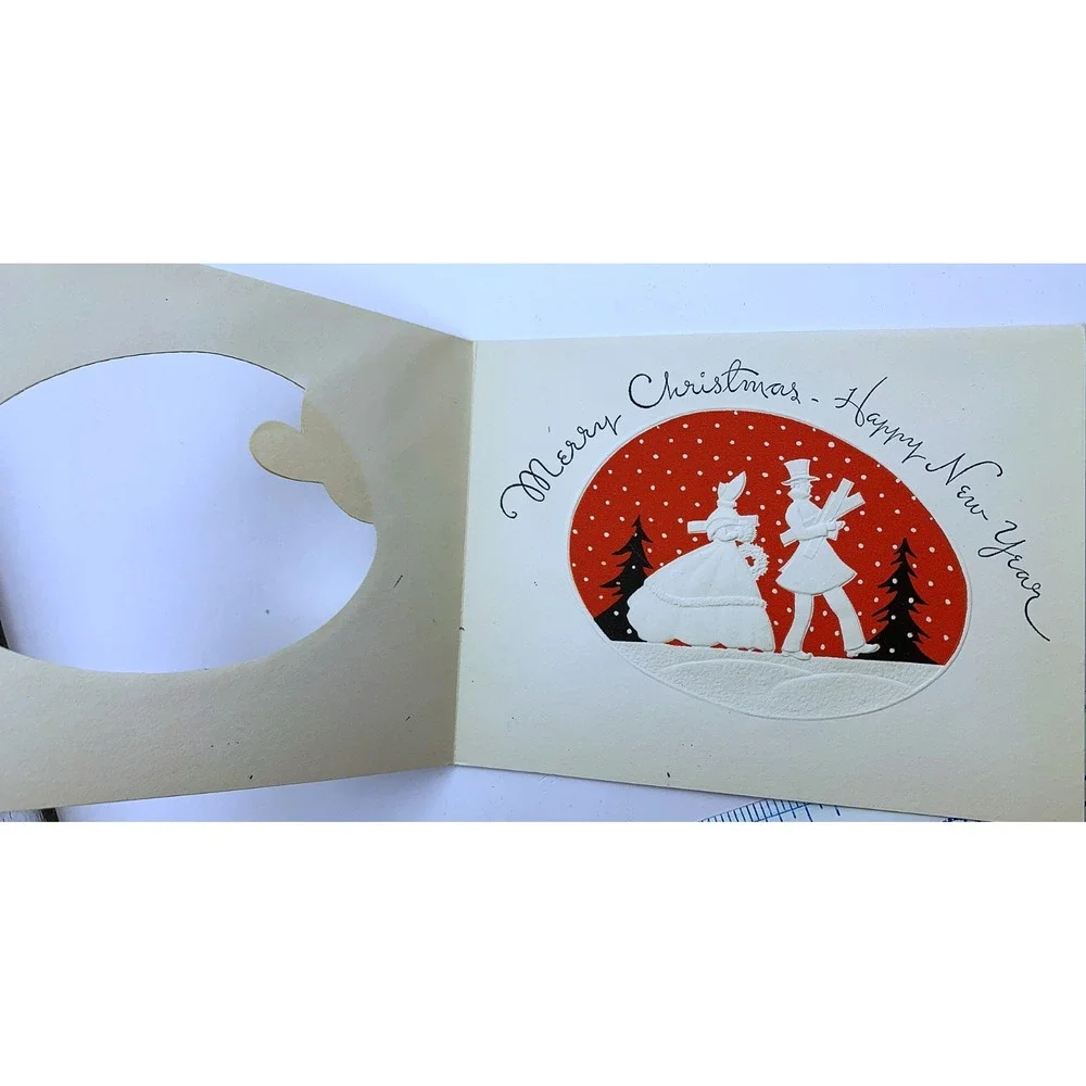 Vintage Season's Greetings Christmas Holiday Card Lot of 4-Unused-USA 1940s-50s